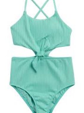 O'Neill Aqua Ribbed Kids One-Piece Swimsuit- NWT